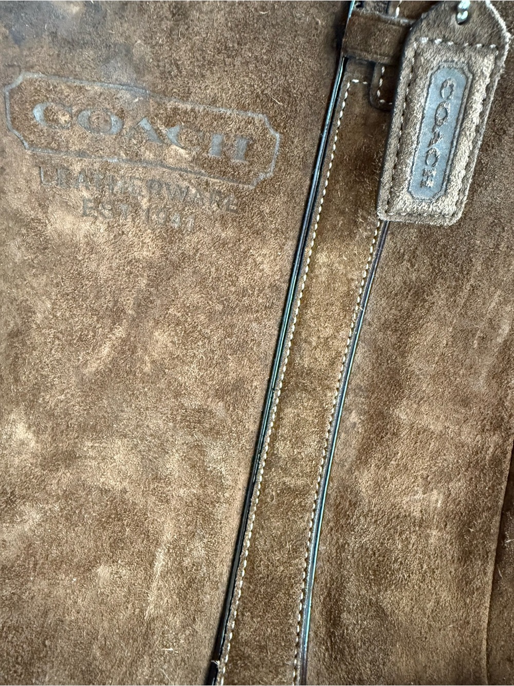 Coach Brown Suede Women’s Tote Bag w/leather straps - Picture 2 of 7